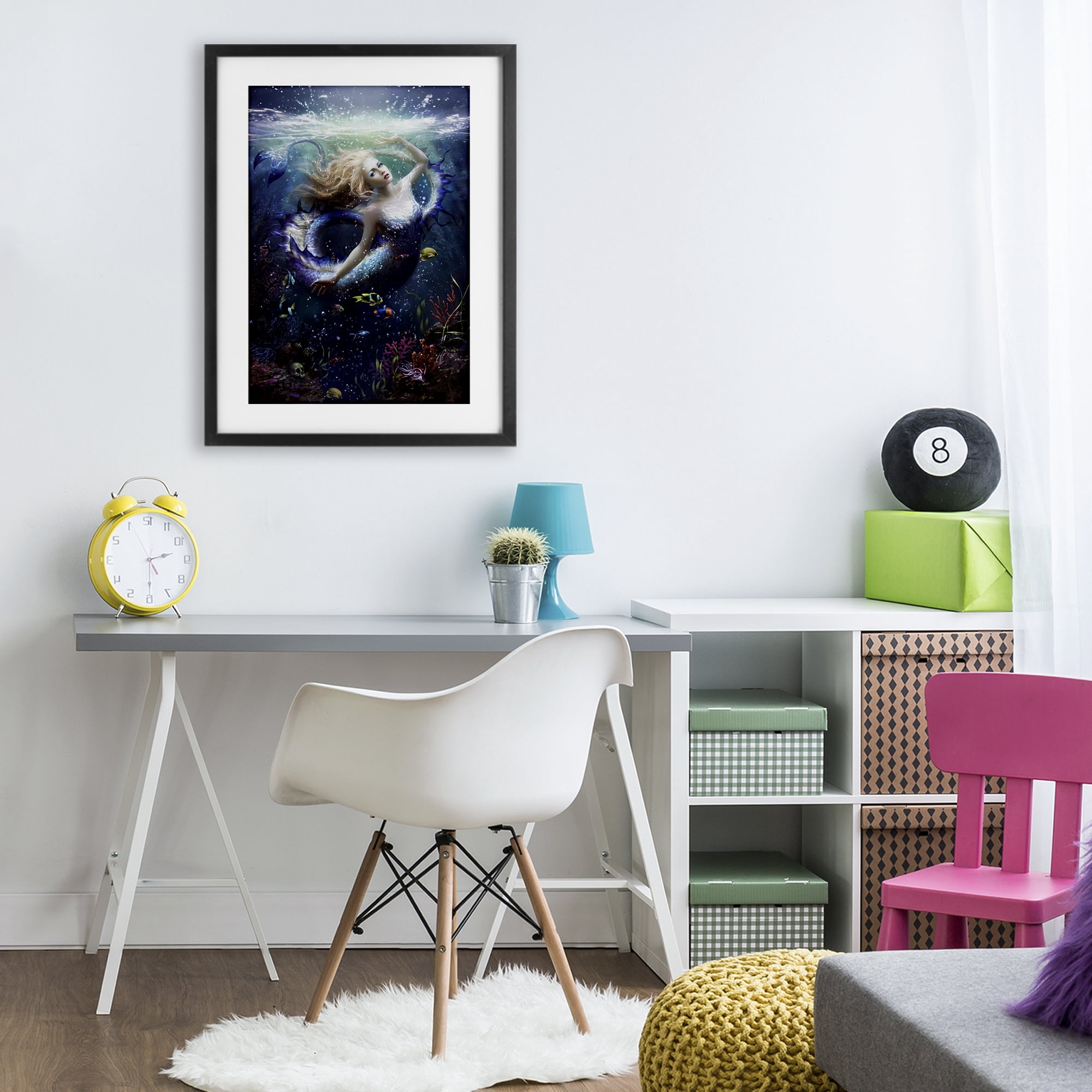 Stupell Industries Deep Sea Mermaid Black Framed Print Under Glass, design by Melanie Delon