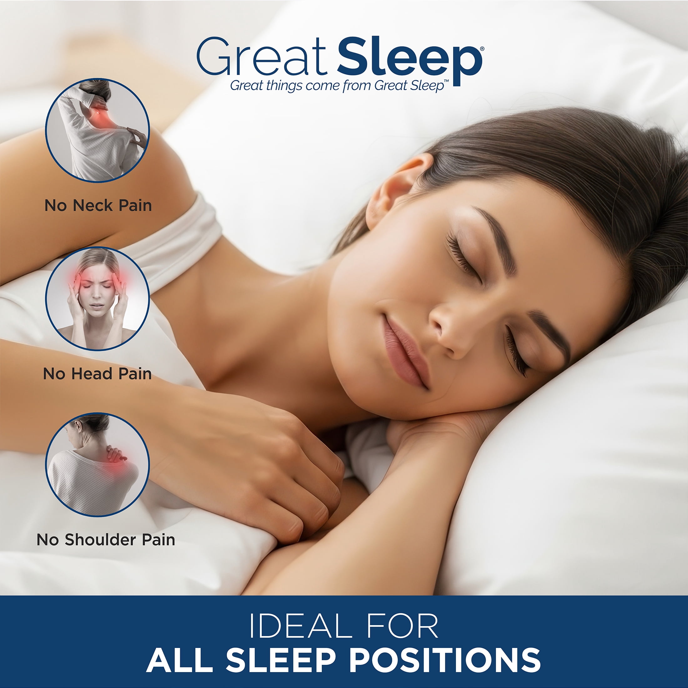 Great Sleep® Down Alternative Cotton Sateen Covered Pillows, Hotel Style, 2 Pack, King