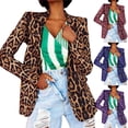 thumbnail image 3 of Women‘s Printing Button Lapel Slim Cardigan Temperament Suit Coat, 3 of 9