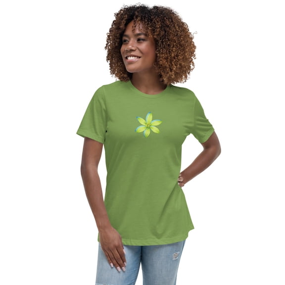 Floral Women's Relaxed T-Shirt, Women Tshirt Graphic, Women T Shirts Short Sleeve (Leaf, S)