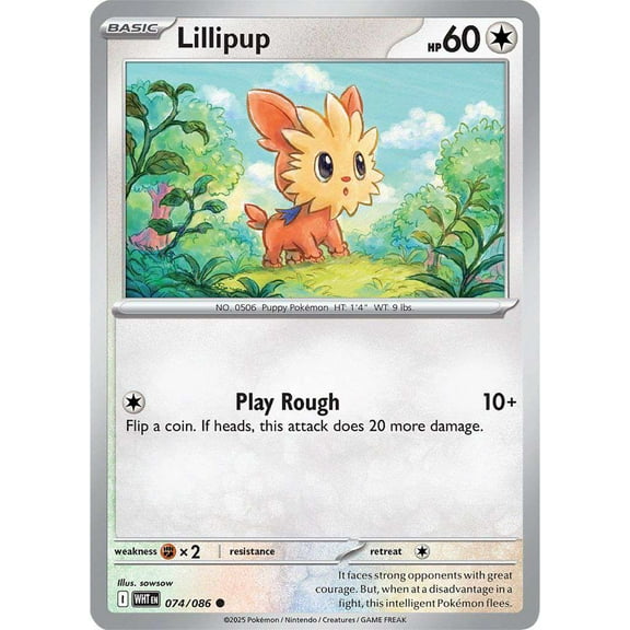Pokemon White Flare Common Lillipup #74
