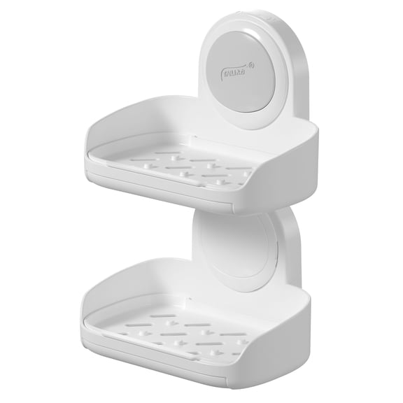 TAILI Suction Cup Soap Holder for Shower Wall, Removable Strong Hold Soap Saver, Drill Free, 2 Layer, White