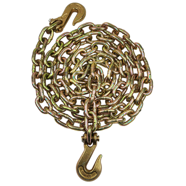 AC Group 3/8 in. x 10 ft. Grade 70 Yellow Zinc Plated Steel Heavy Duty Tow Chain with Grab Hooks, 6600lbs, Truck Trailer Chain, Binder Chain.