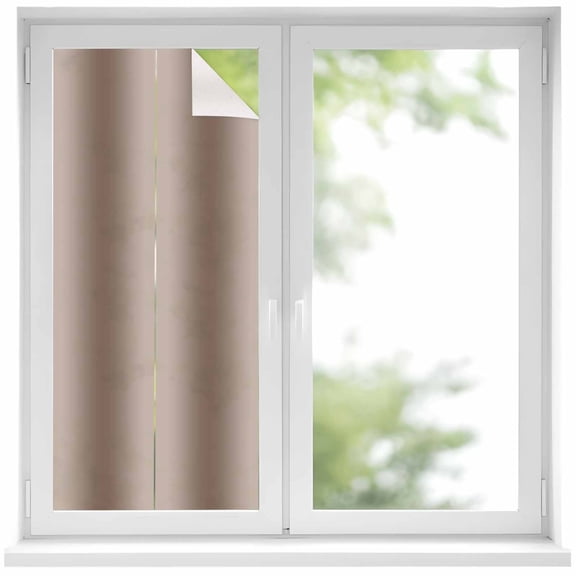 Removable Glass Window Covering, Brown Ombre Window Privacy Film Frosted, Farmhouse Brown Gradient Modern Art Decorative Privacy Windows Film for Bedroom, Living Room, 19.6 x 39.3 Inches