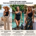 thumbnail image 2 of SOMER One Shoulder One Piece Swimsuit for Women Tummy Control Bathing Suits Modest Full Coverage Keyhole Swimwear, Black, 2 of 9