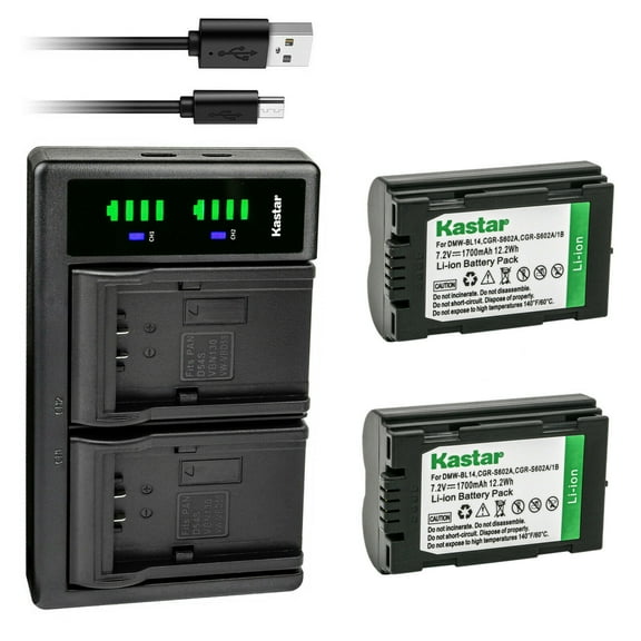 Kastar CGR-S602 LTD2 USB Battery Charger Compatible with Panasonic Lumix DMC-L1, Lumix DMC-L1K, Lumix DMC-L1KEG-K, Lumix DMC-L1KEB-K Camera