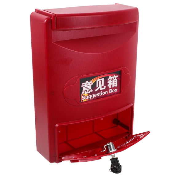 AURARMLET 1Set Red Wall Mounted Mailbox Lockable Plastic Mail Box Door Mailbox Outdoor Use