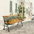 thumbnail image 4 of Patio Park Garden Bench Porch Path Chair Deck Cast Iron Hardwood, 4 of 10
