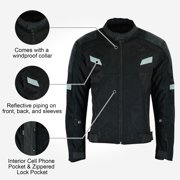 Dream Apparel Mens Motorcycle Perforated Textile Reflective Mesh Riding 3 Season Jacket with armors