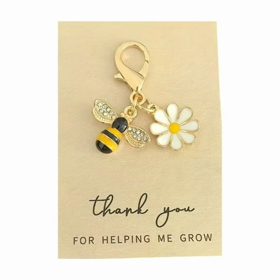 Sparkling Rhinestones Honeybee Flower Keychain Cute Design Lightweight Metal Accessory For Bags Backpacks Gifts