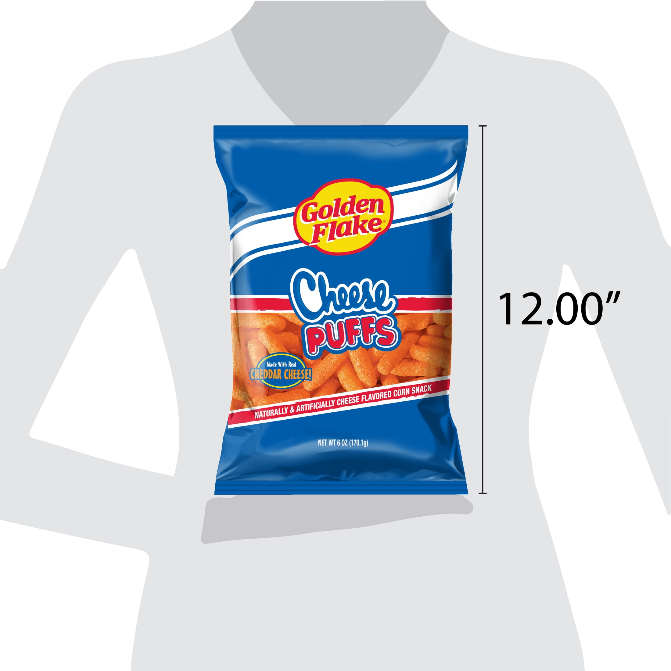 (3 pack) Golden Flake Baked Cheese Flavored Puffs, .6 oz