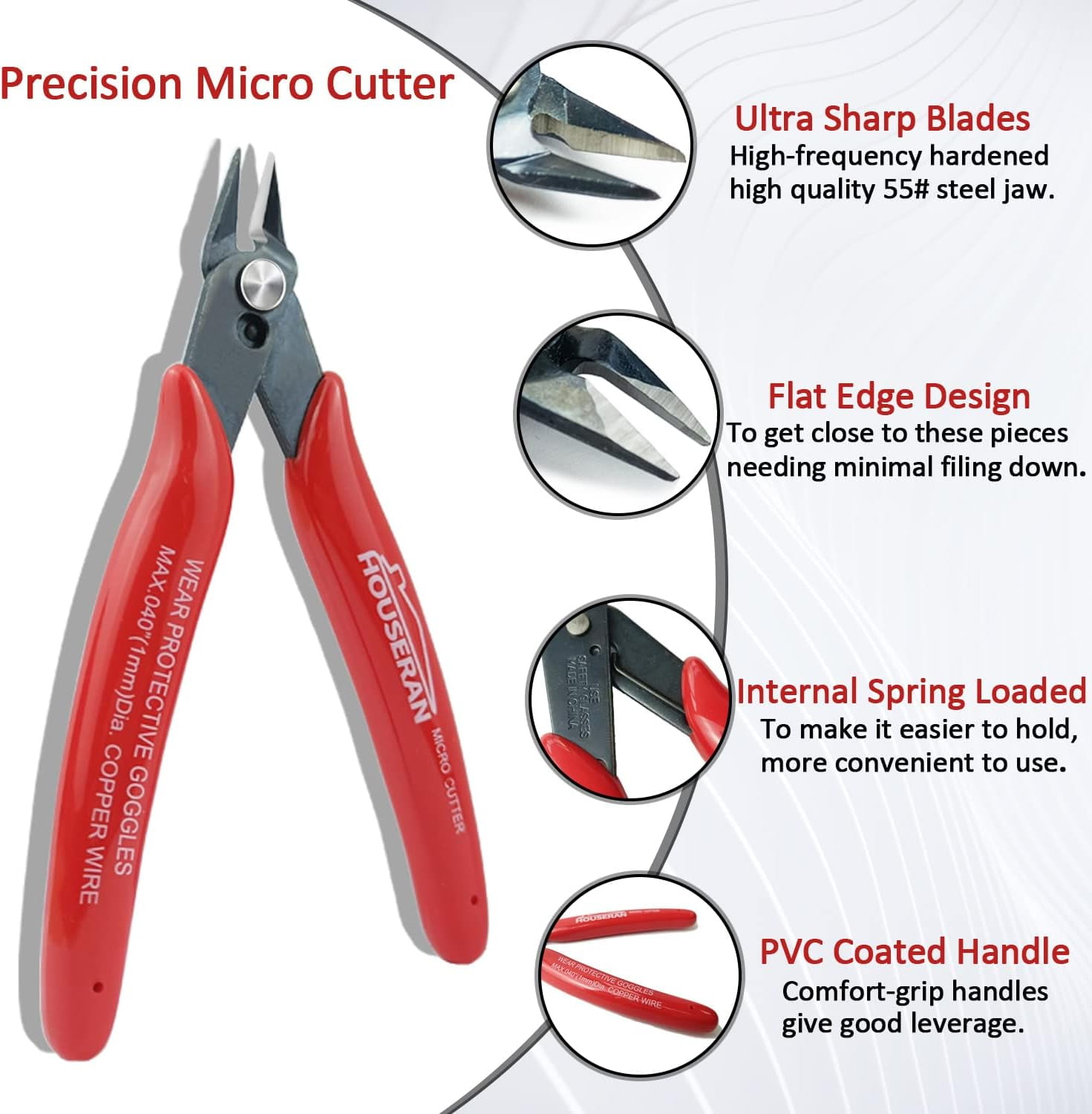 170 Wire Cutters, 10 PACK, 5 Inch Micro Flush Cutter, Small Wire Cutters Spring Loaded Cutting , Side Cutters, Diagoanl Cutters for Jewelry Making, Models, Zip Ties Plastic Wire Snips