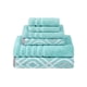 thumbnail image 1 of Juego de 6 Toallas teñidas de Hilo Oxford Aqua - Toallas de baño, Toallas de Mano y paños de baño, súper absorbentes y de Secado rápido, algodón Peinado, 1 of 7