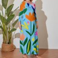 thumbnail image 5 of Large Size Bright Floral Blue Background Art Long Sleeved Dress Women Dress for Parties Elegant Chic Evening Dresses, 5 of 7