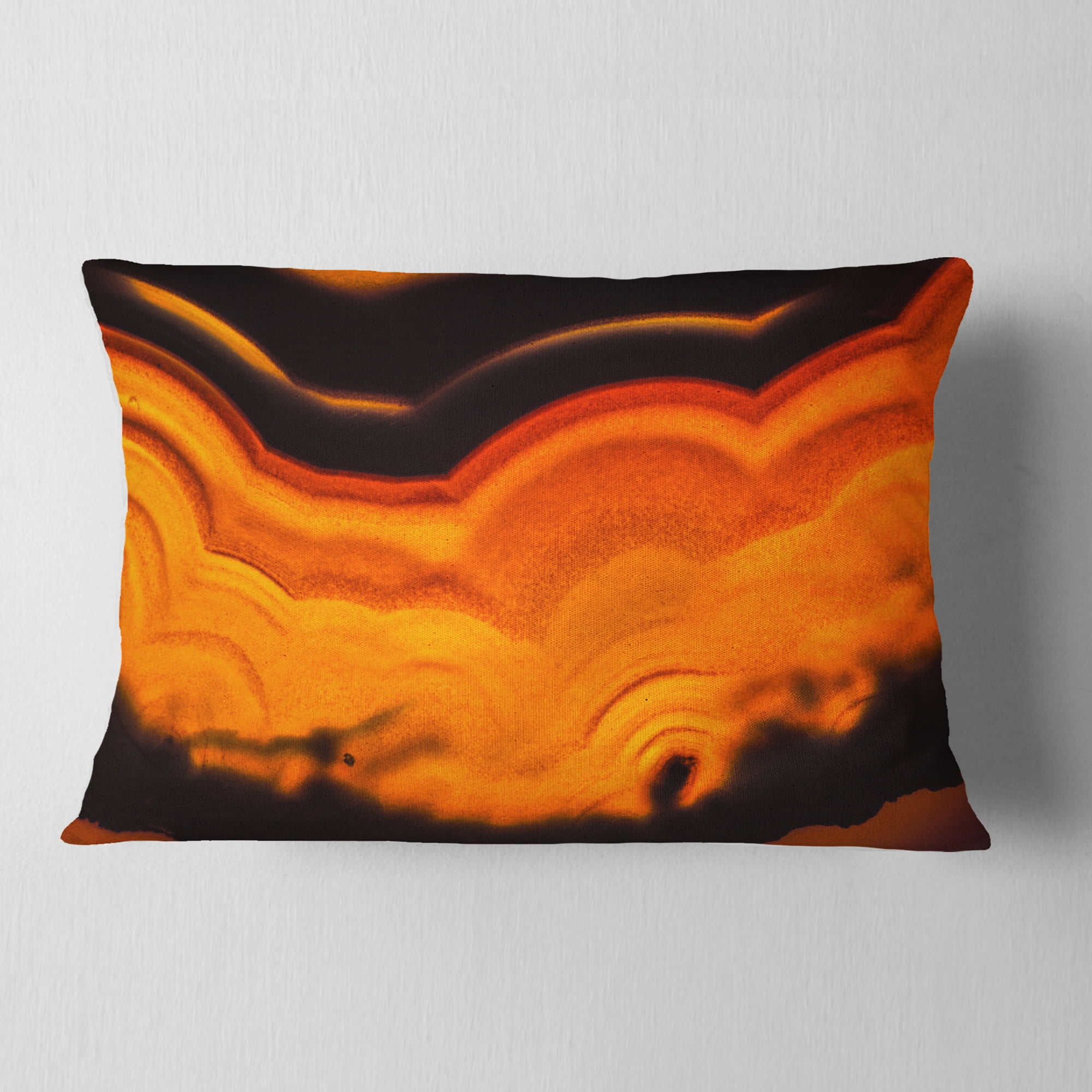 Designart Agate Macro Orange - Abstract Throw Pillow - 12x20