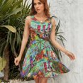 thumbnail image 7 of Tiki Hut Vintage Retro Art Dress Fashion Beach Long Dresses Female Party Printed Sundress, 7 of 7