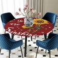 thumbnail image 5 of Elastic Fitted Round Tablecloth, Red Sunshine Sunflower Waterproof Stretch Table Cover for 36"-44" Tables, Pastoral Bees Farmhouse Floral Washable Outdoor Tablecloths for Patio, Picnic, Camping, 5 of 9