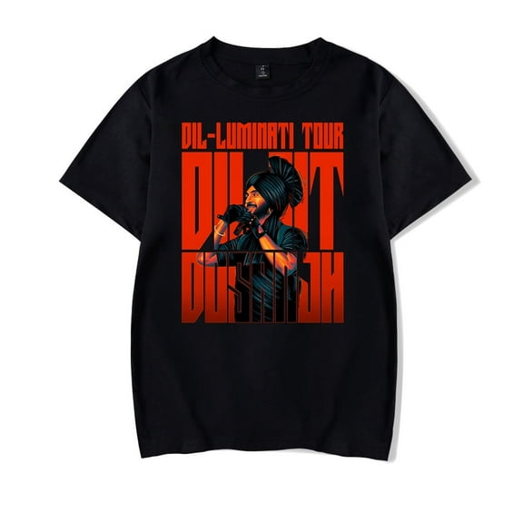 Diljit Dosanjh T-shirt Unisex Round Neck Short-sleeved Logo Sports Casual Street T-shirt Top