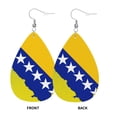 thumbnail image 2 of Faux Leather Earrings Earring Bosnian Map Flag Teardrop Dangle Earrings For Women Jewelry, 2 of 6