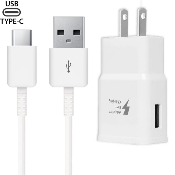 USB Type C Cable Fast Charging Wall Charger Adapter Kit Compatible Samsung Galaxy S8 / S8 Plus/S9 / S9 /Active/Note 9 / Note 8/S10 /S10e & Other Smartphones