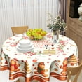 thumbnail image 6 of Merry Christmas Tablecloth Round 60 Inch,Traditional Xmas Gingerbread Man Cookie Reusable Washable Circular Table Cover for Holiday Home Kitchen Party Wedding Picnic, 6 of 7
