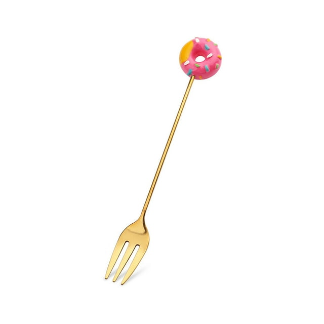 kurtrusly Vaisselle de Maison et d'Hôtel Adorable en Acier Inoxydable Réutilisable pour Gâteau Dessert Couverts Beignet Fourchette Rose Rouge 1Ensemble
