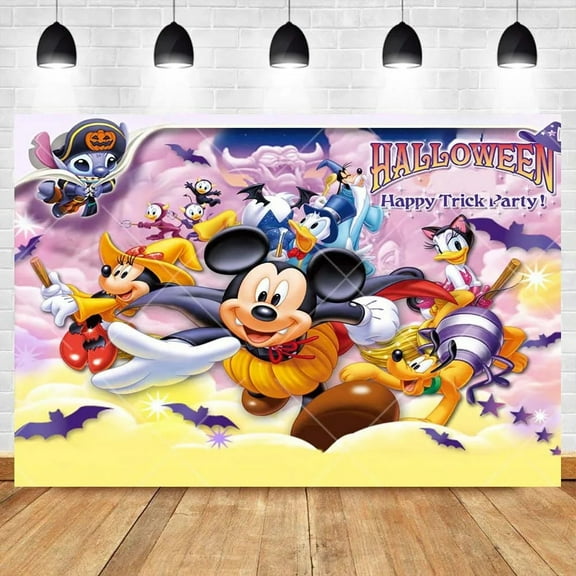 Happy Halloween Backdrop for Party Supplies 70.8X43.3 inch Mouse Theme Pumpkin Banner for Party Cake Table Decorations Halloween Banner