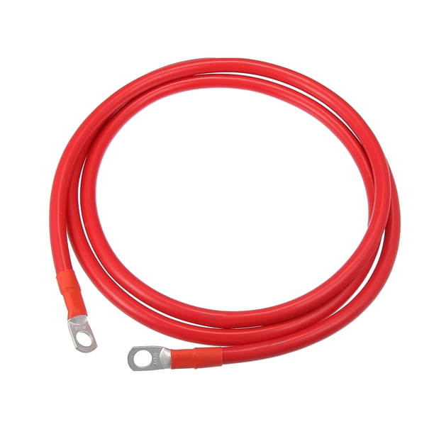 Cables inversores de batería de cobre, calibre 4 AWG, cable de batería de 6 pies, universal para automóvil, vehículo, RV, aplicación solar, cobre puro duradero, rojo con anillo de 3/8