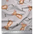thumbnail image 1 of Soimoi Gray polyester Crepe Fabric Footprints & Mouse Kids Print Fabric by the Yard 42 Inch Wide, 1 of 5