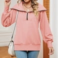 thumbnail image 5 of ShomPort Women Half Zip Sweatshirt Sweater Long Sleeve V Neck Casual Loose Sweatshirt Pullover Fall Clothes, 5 of 9
