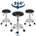 thumbnail image 3 of Hassch 18.5"-24.2" Height-Adjustable Rolling Stool, PU Leather Swivel Round Salon Stools with Five Wheels, for Drafting Work, Barber Shop, Black, 3 of 10