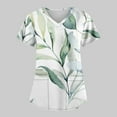 thumbnail image 6 of EHTMSAK Scrub Top Women Floral with Pocket Womens Top with Pockets Floral Patchwork Printed Short Sleeve V-Neck Blouse Green 3X, 6 of 7