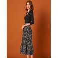 thumbnail image 4 of Falmidi fluicon dobladillo con volantes escalonados y cintuelástiestampapamujer Negro-Floral M, 4 of 7