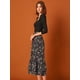 thumbnail image 4 of Falmidi fluicon dobladillo con volantes escalonados y cintuelástiestampapamujer Negro-Floral M, 4 of 7