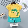 thumbnail image 2 of HCNTES Toddler Boy Clothes Loose Graphic Tee and Short Set Cute Cartoon Print Boy Suit, 2 of 4