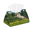 thumbnail image 2 of Lsque Horse Rearing Up In The Field Printed Long Tissue Box Cover Holder, Facial Paper Organizer Dispenser,Triangle with Bottom Belt, PVC Leather Decorative Organizer, 2 of 9