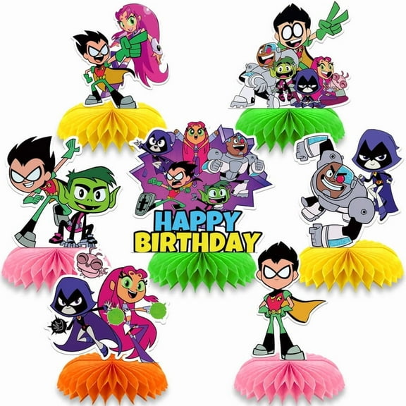 Teen Titans Go Centerpieces Honeycomb Table Toppers Decorations for Photo Props Birthday Party Decor Supplies