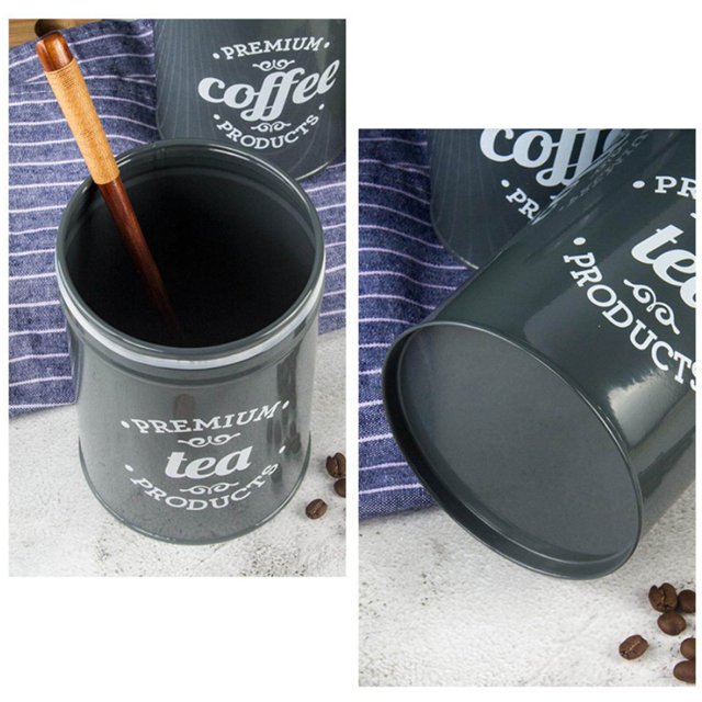 serony Kitchen Food Storage Canister Set 3 Pcs Kitchen Canister Kitchen Canisters Set Sugar Coffee Tea Sugar Tins Gray