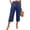 Navy, variant on MLQIDK Pedal Pushers for Women Lounge Pant Knee Length Trendy Summer Elastic Waist Lightweight Shorts Dressy Casual Linen Capris with Pockets White XL
