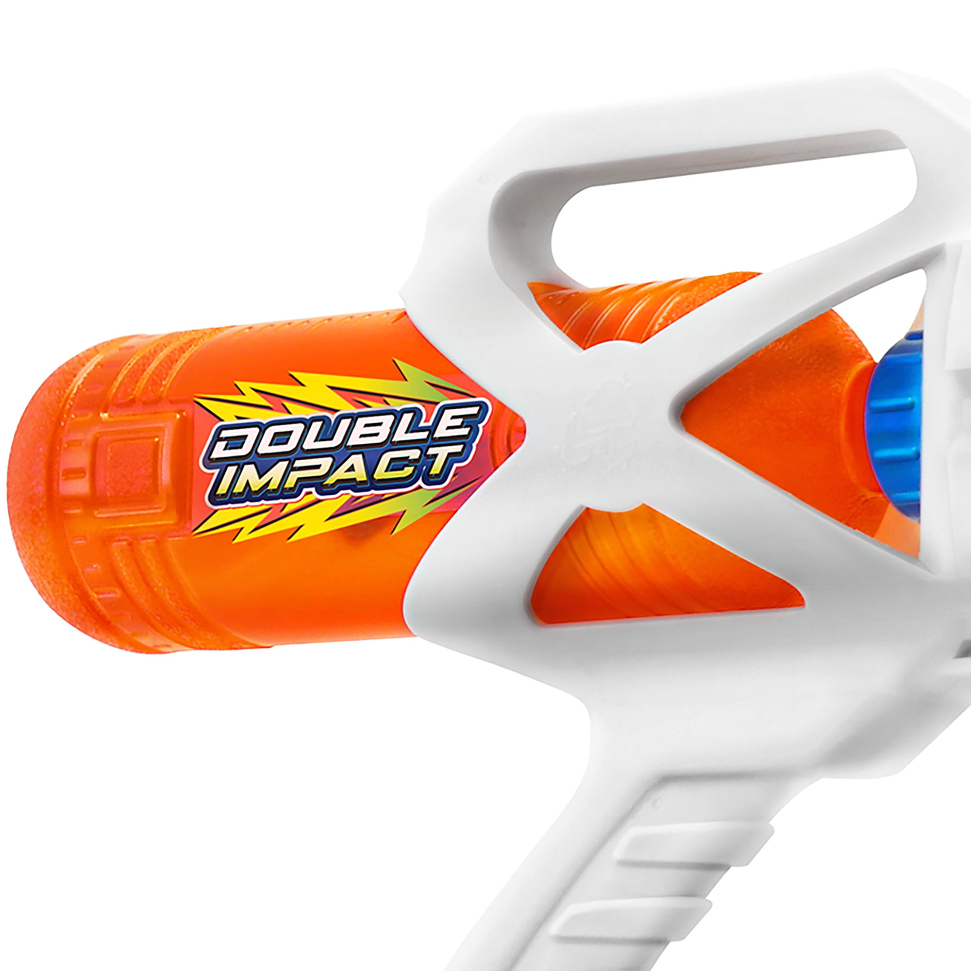 Lanard: Water Blaster - Double Impact - White & Orange, Pump Action Dual Water Barrels Toy, Sprays Water Up To 30ft, 25.4oz Tank, Outdoor Play, Kid 4+