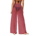 thumbnail image 4 of YFNNUP Women's Wide Leg Palazzo Pant Elastic Waist Lounge Trouser Sheer Mesh Chiffon Trousers Summer Beach Vacation Casual Pants Wine L, 4 of 8