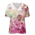 thumbnail image 4 of Lolmot Womens Plus Size Tops Fashion Casual Top Printing Button V-Neck Loose Split Short-Sleeved T-Shirt Blouse, 4 of 5