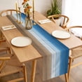 thumbnail image 3 of Blue Brown Table Runner - 108 Inch Long, Kitchen Dining Table Runner Dresser Scarves, Vintage Farmhouse Gradient Wooden Grain Farmhouse Decor for Coffee Tables Wedding Party Banquet, 3 of 8
