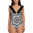 thumbnail image 1 of Spring Lotus | | Abstract | | Black And White Black Mesh Swimsuit One Piece Backless Swimwear Sexy Beach Wear Summer Bathing, 1 of 5