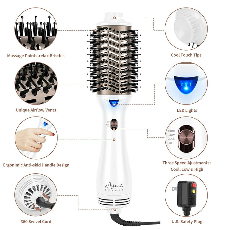 Hair Dryer Brush, Aima Beauty One Step Hair Dryer and Styler Volumizer with  Negative Ion for Reducing Frizz and Static, Hair Styling Tools, Pink