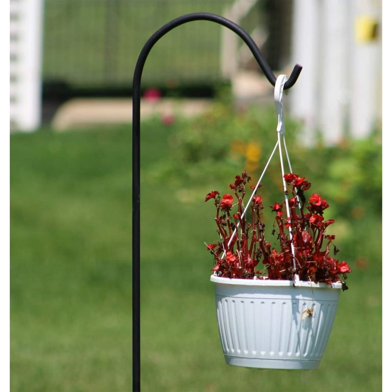92 in. Black Metal Shepherd's Hook Garden Plant Hanger (2 Pack)