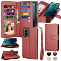 Takfox Moto G 5G 2024 Case, for Motorola Moto G Play 5G 2024 Wallet Case, PU Leather w Credit Card Holder Flip Cover [9 Card Slots][Kickstand] Magnetic Detachable Hard Case & Strap -Wine