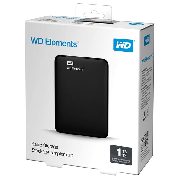 WD 1TB Elements Portable External Hard Drive  - USB 3.0  - WDBUZG0010BBK-WESN