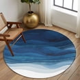 thumbnail image 2 of Round Rugs 5Ft, Navy Blue Ombre Round Area Rug Washable Indoor Throw Carpet, Modern Moire Gradient Watercolor Soft Non Slip Circle Rug for Cabinet Bathroom Home Decor Aesthetic, 2 of 8