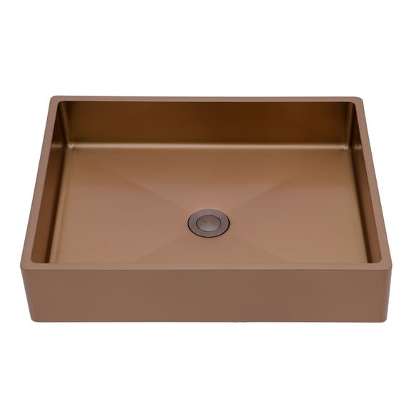 19"x15" Rectangular Rose Gold Stainless Steel Bathroom Sink with Pop Up Drain